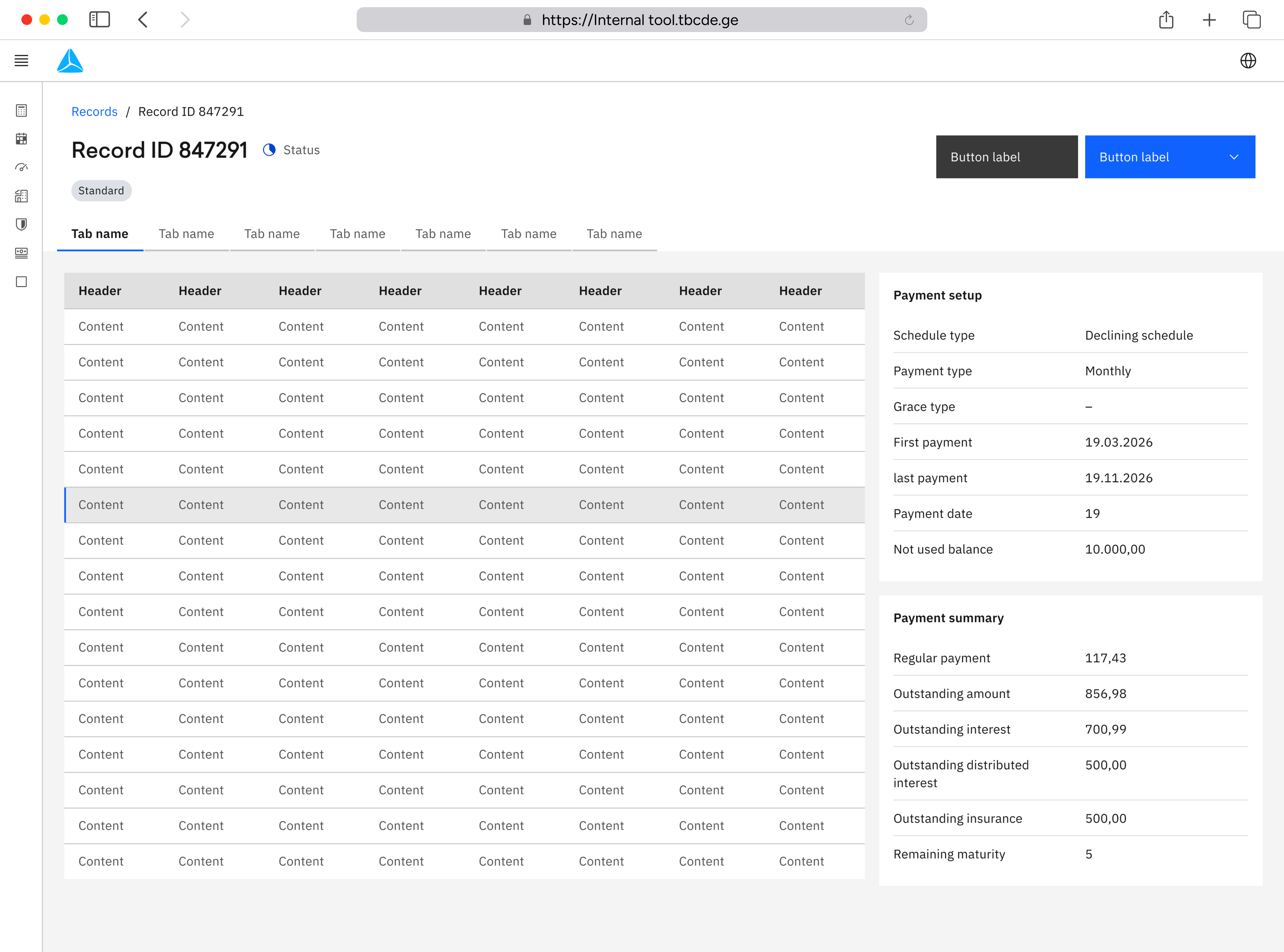 Reusable data table pattern: records